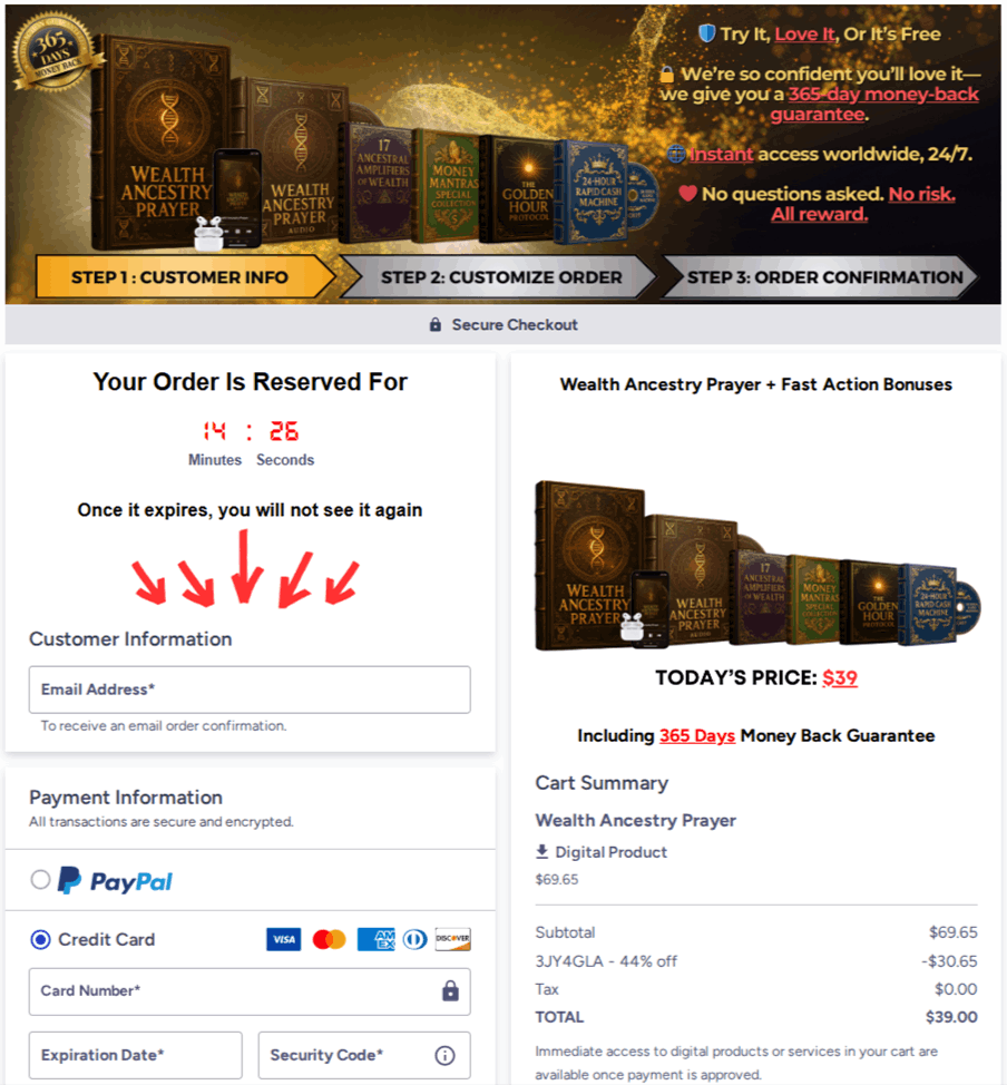 Wealth Ancestry Prayer Checkout